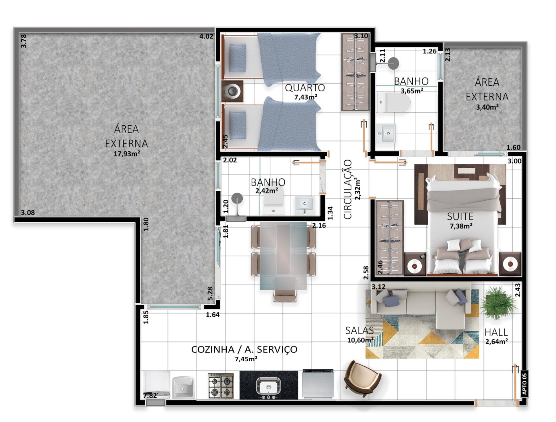 Planta de apartamento em Uberlândia. Opção Empreendimentos, 2021